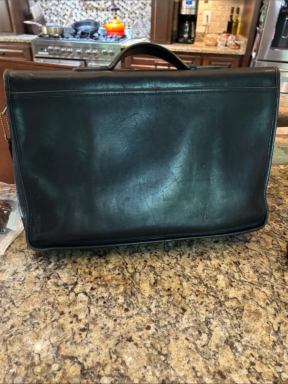 1980’s Coach Portfolio Style 311 Classic Black Brass Hardware Briefcase